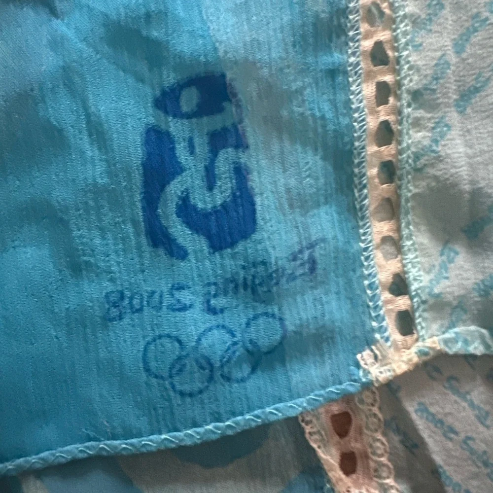 2008 Beijing Olympics Elegant Blue and Green Silk Scarf